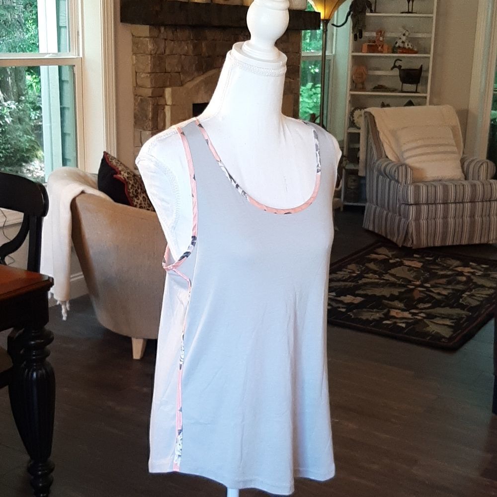 PJ Couture Size M Gray and Pink Racerback Sleep Tank Top NWOT